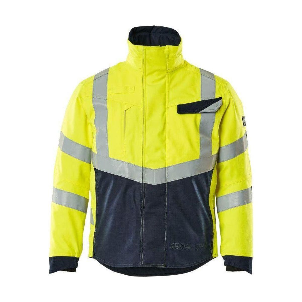 Mascot® Multisafe Vinterjakke med quiltfór antiflame 19835-217-17010 hi-vis gul/marine