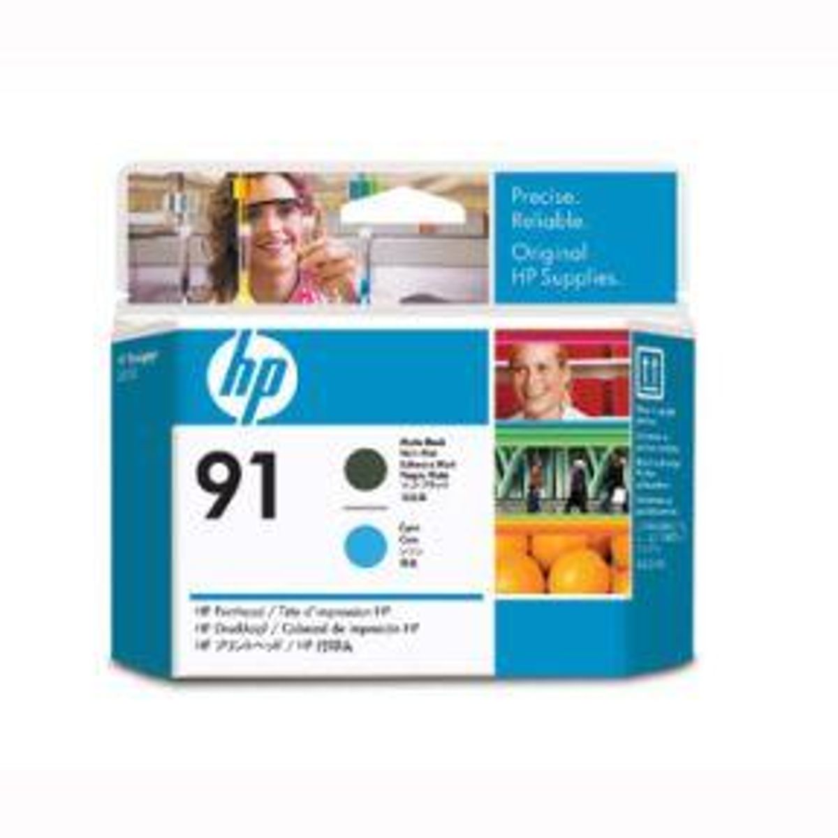 Mat Sort og cyan printhoved - HP nr.91 -