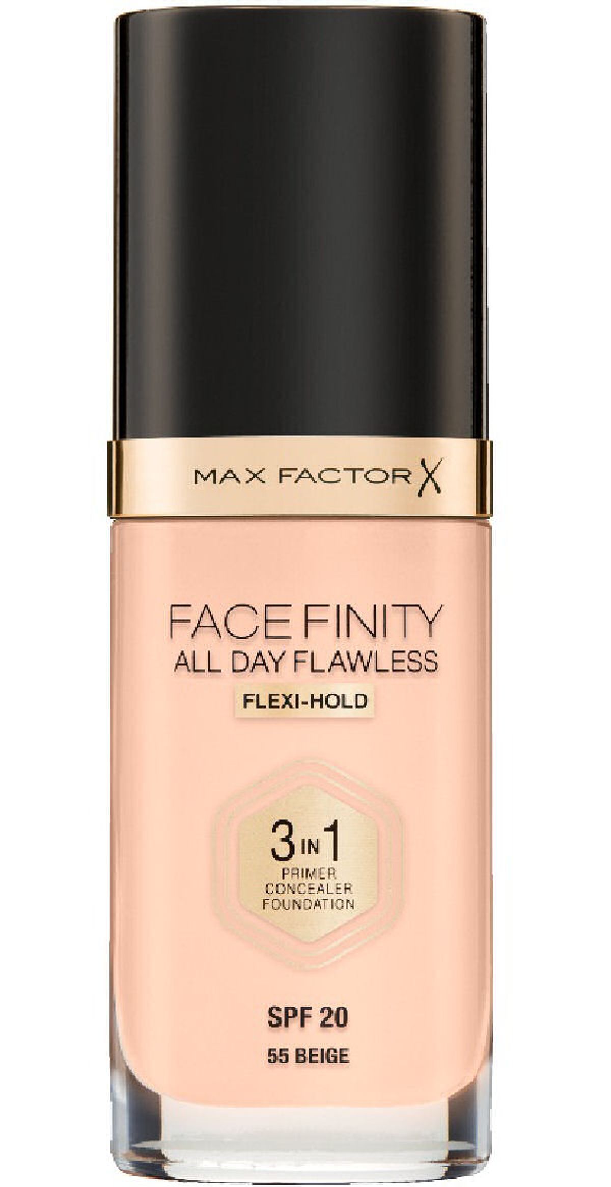 Max factor X face finity all day flawless 3in1 primer concealer foundation SPF20 55 beige 30ml