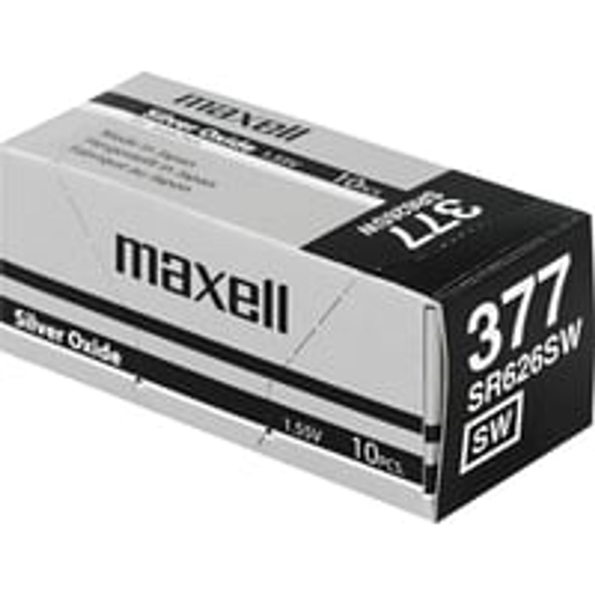 Maxell knapcellebatteri, Silver-oxid, SR626SW(377), 1,55V, 10-pack (restsalg)