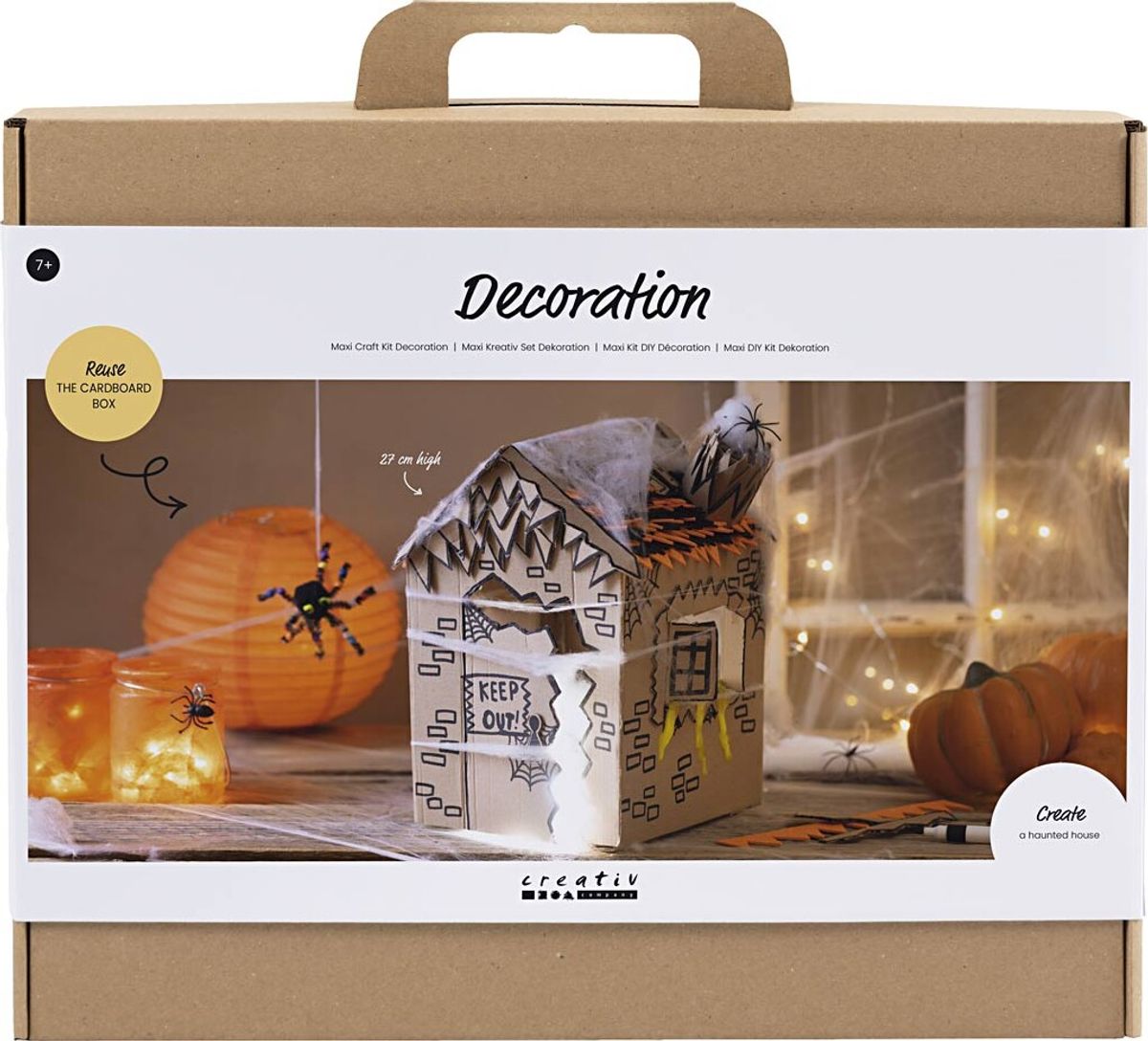 Maxi Diy Kit Dekoration - Halloween Hus - Sort - Lys Brun - Orange - 1pk.