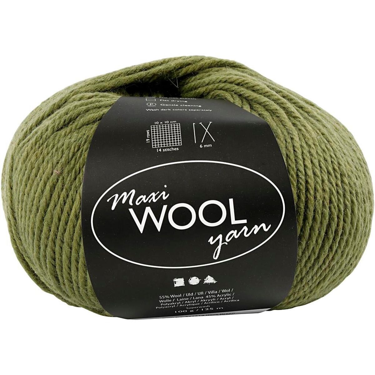 Maxi Wool uldgarn, L: 125 m, olivengrøn, 100g