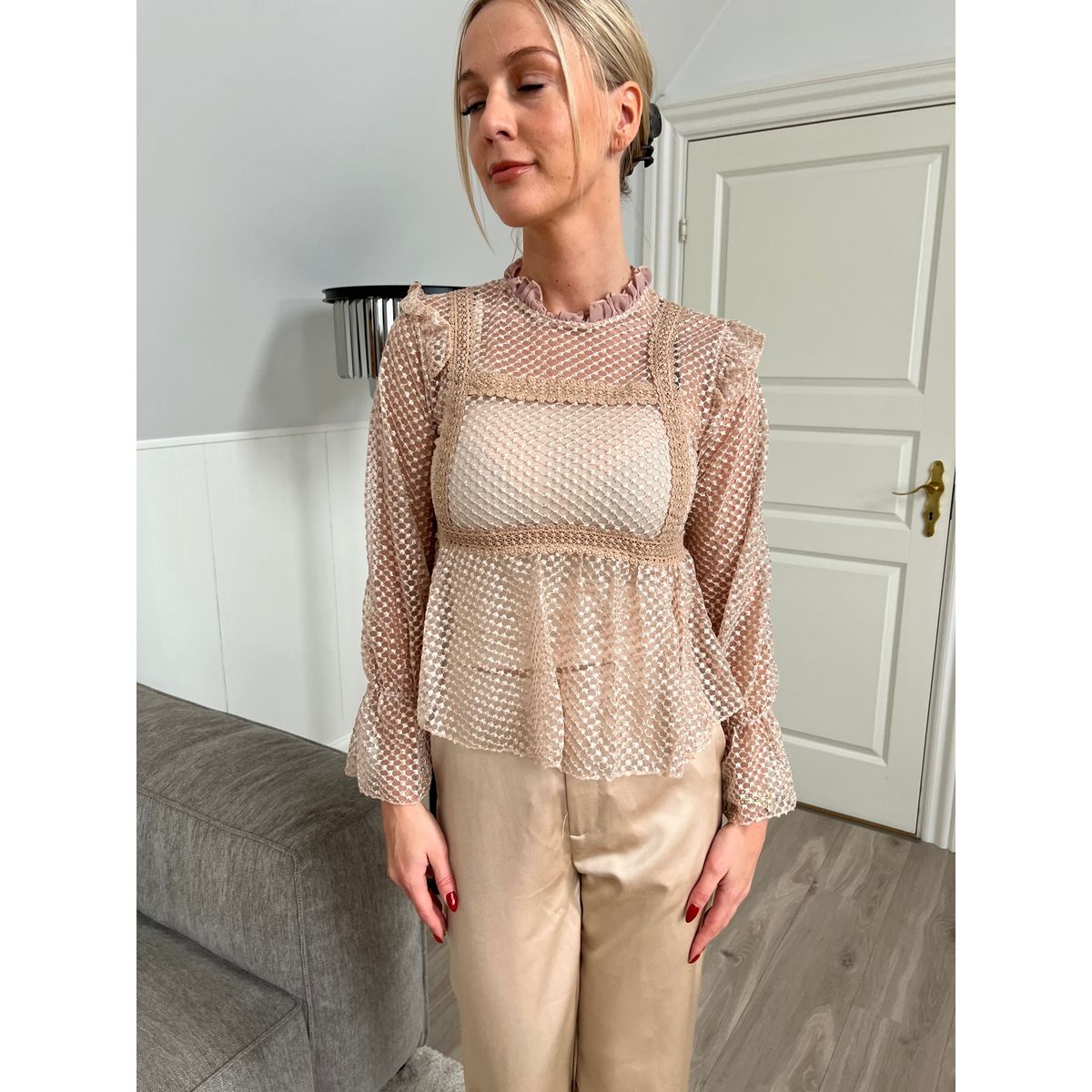 May champagne lace blouse