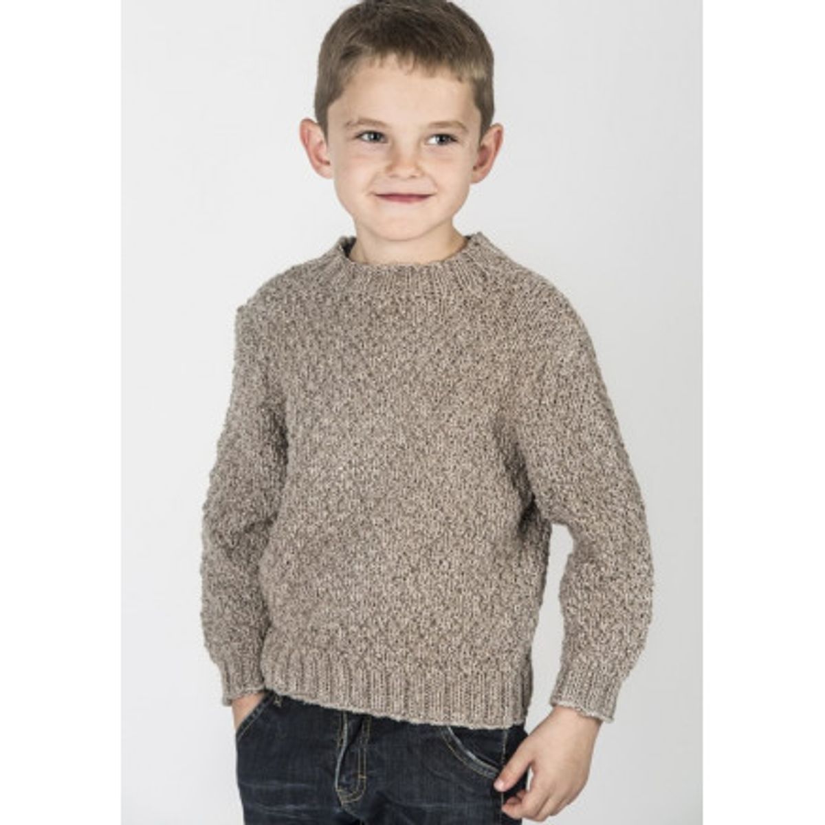 Mayflower Drengesweater i Meleret Look - Sweater Strikkeopskrift str. - 10 år