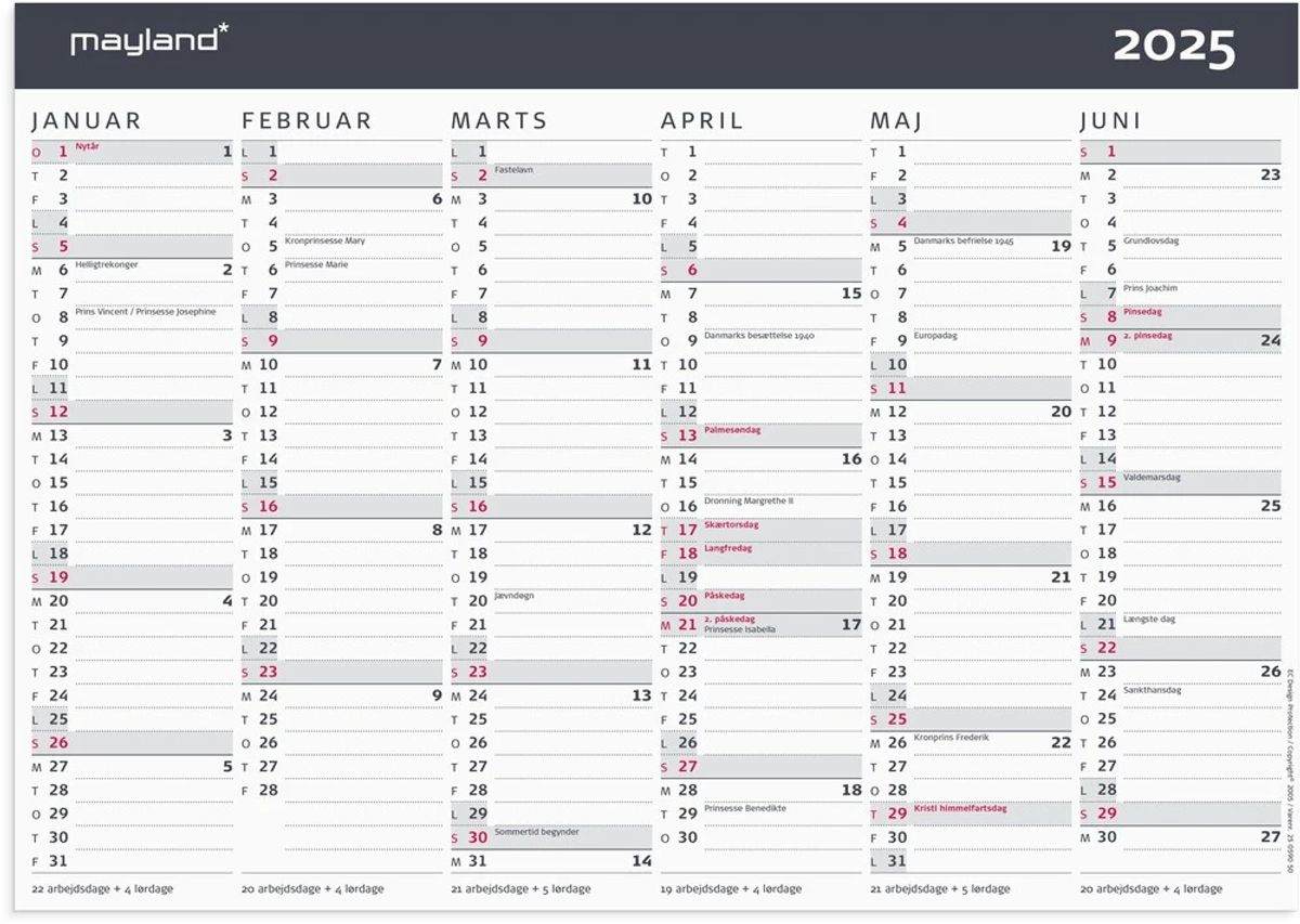 Mayland Kontorkalender 2025 moderne A4