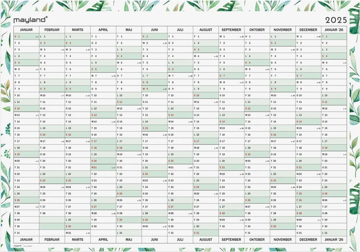 Mayland Kæmpekalender 2025 whiteboard 13 mdr. m/pen