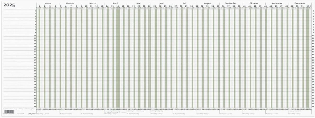 Mayland Projekt planner 2025 grøn 80 x 30 cm