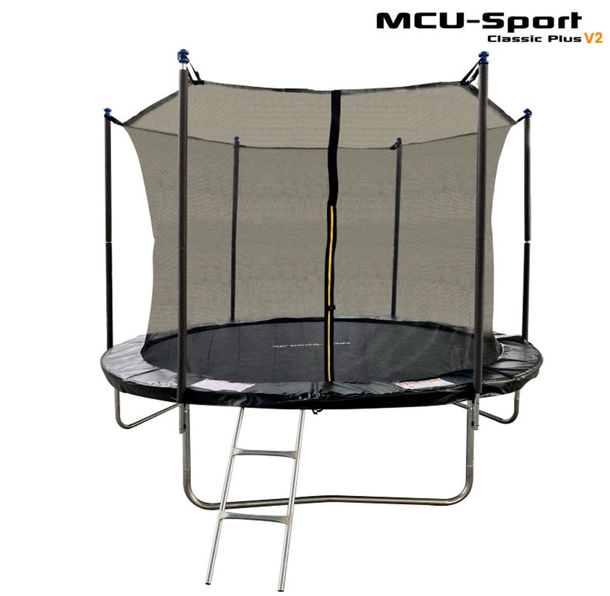 MCU-Sport Classic Plus V2 2,44M Trampolin + Sikkerhedsnet + Stige Sort