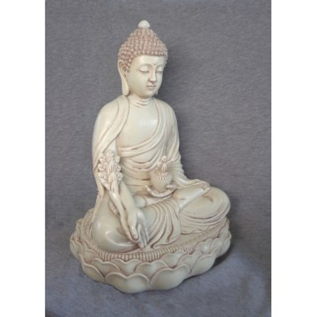 Medicin Buddha antik hvid 29 cm - Buddha statuer generelt - GodKarmaShop