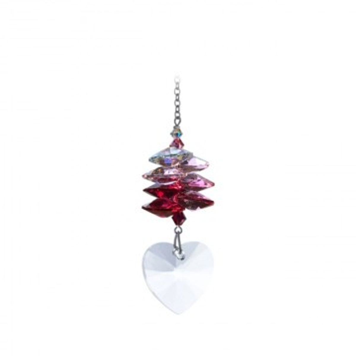 Medium Cascade Deep Rose Hjerte - Swarovski Krystal Cascade - GodKarmaShop