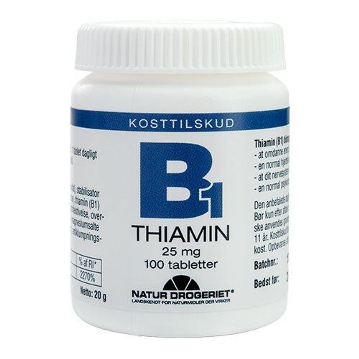 Mega B1 vitamin 25 mg - 100 tabletter