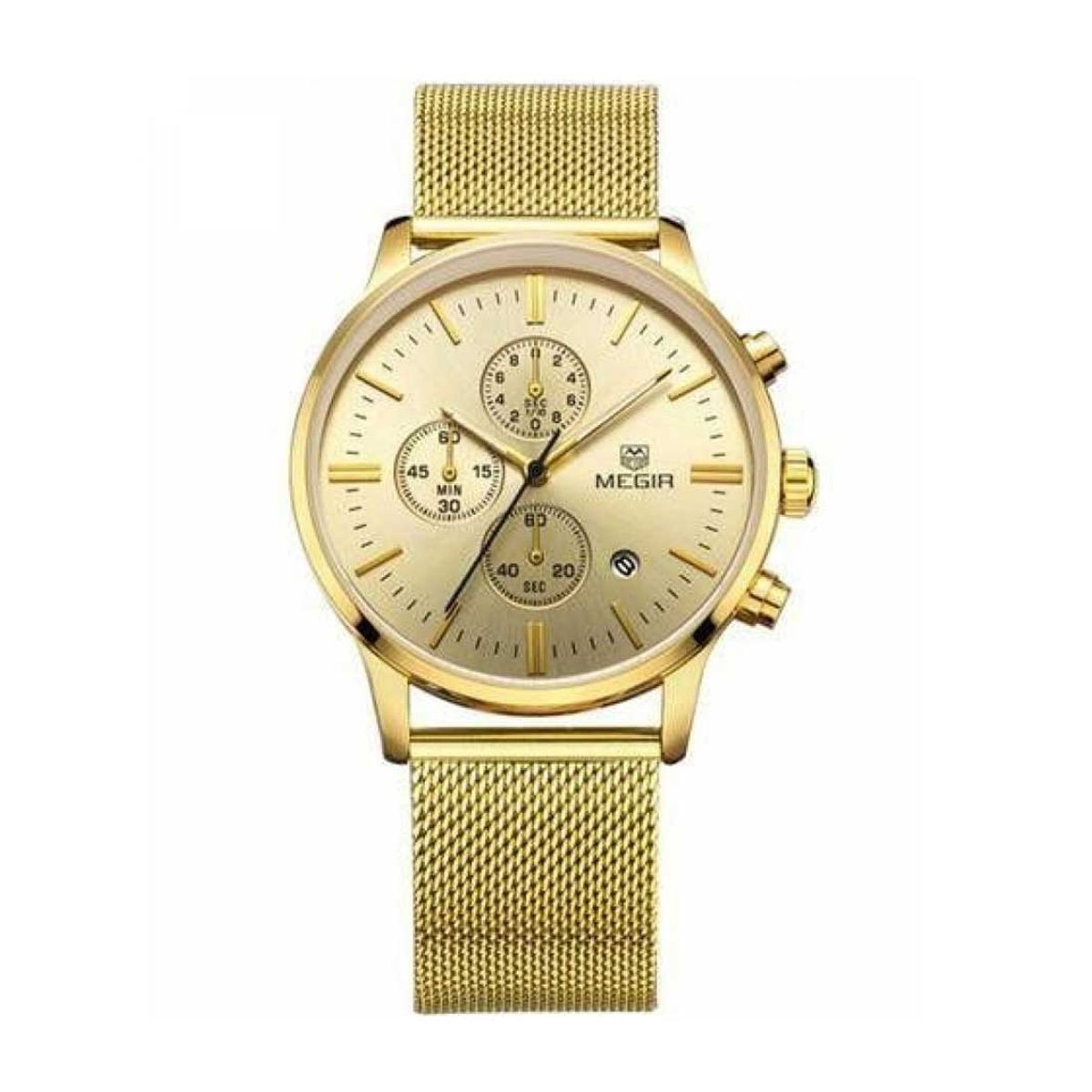 MEGIR Chronograf Gold Mesh Herreur