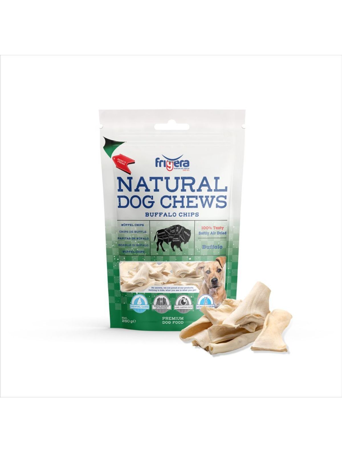 Meldgaard - Frigera Natural Dog Chews Bøffelchips 250g - Dog Supplies