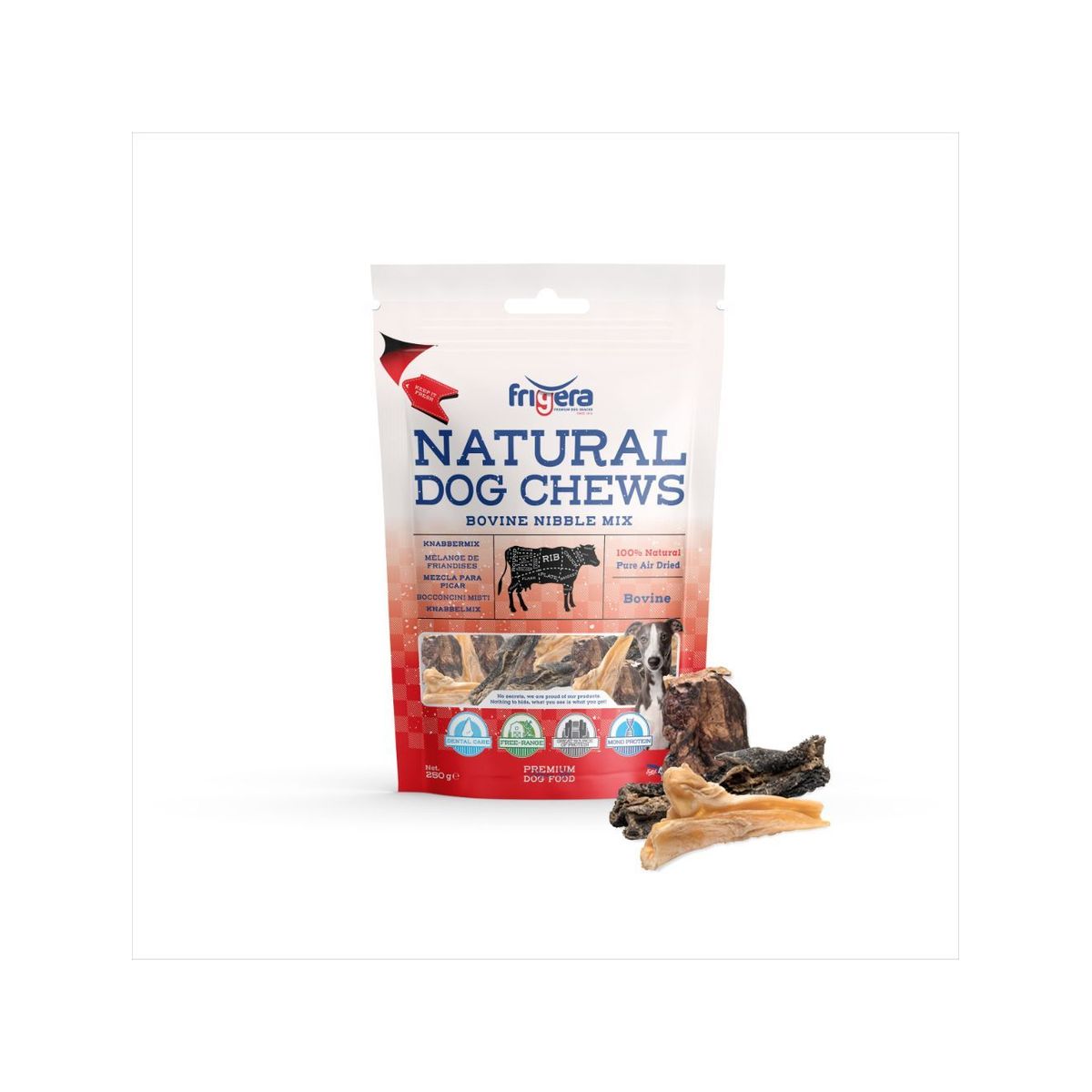 Meldgaard - Frigera Natural Dog Chews Okse nibble Mix 250g - Dog Supplies