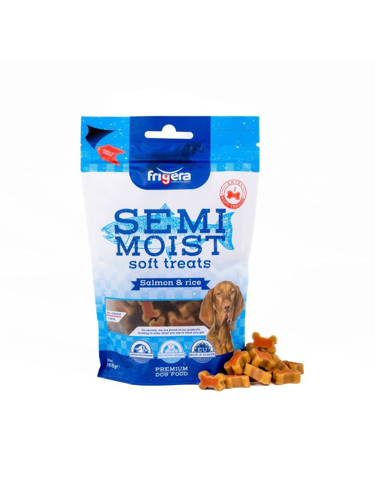 Meldgaard - Frigera Semi-Moist Soft Laks/Ris 165g - Hundegodbidder