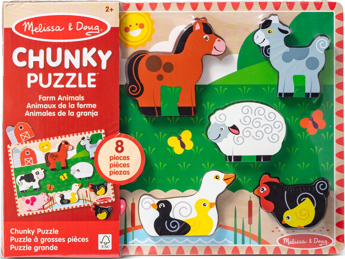 Melissa & Doug - Puslespil I Træ - Bondegård - Chunky - 8 Brikker