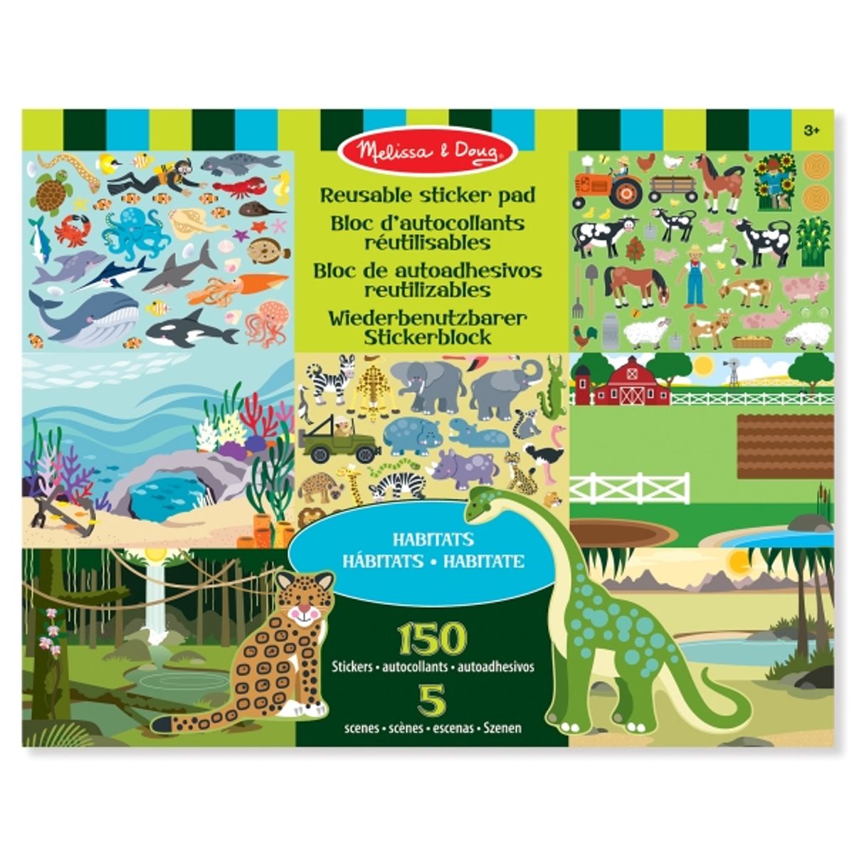 Melissa & Doug Reusable Sticker Pad - Habitats, 3 År, Flerfarvet