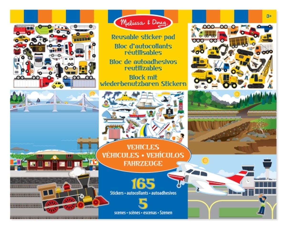 Melissa & Doug Reusable Sticker Pad - Vehicles, 165 Stk, 3 År, Flerfarvet