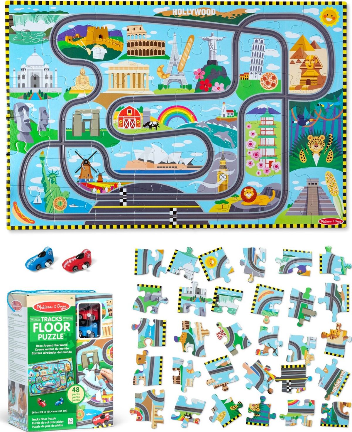 Melissa & Doug - Tracks Floor Puzzle - Gulvpuslespil - 48 Brikker