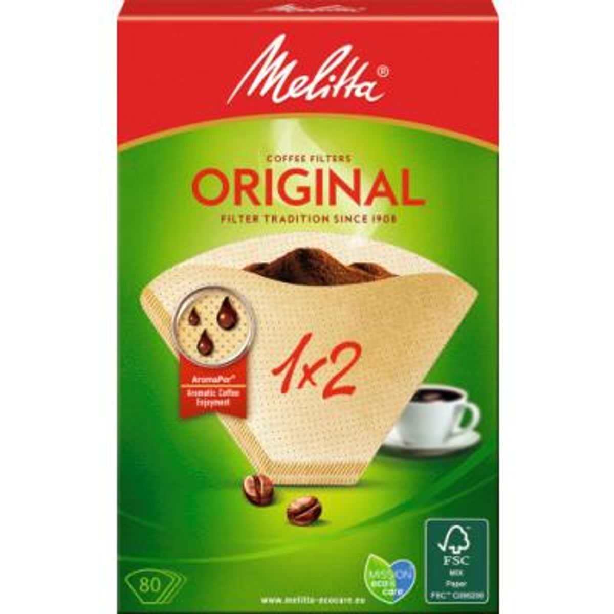 Melitta Original Kaffefilter 1x2 ubleget