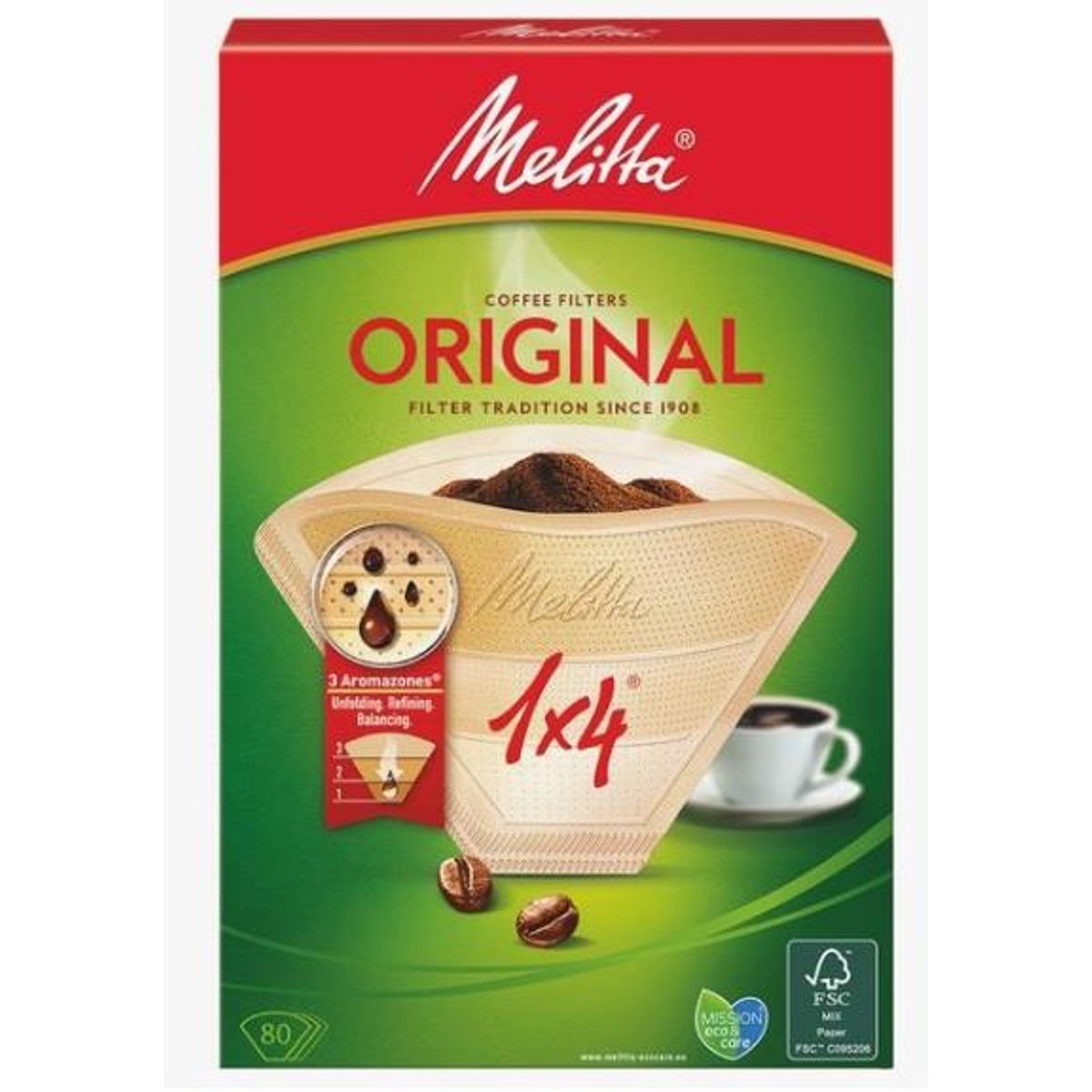 Melitta Original Kaffefilter 1x4 ubleget