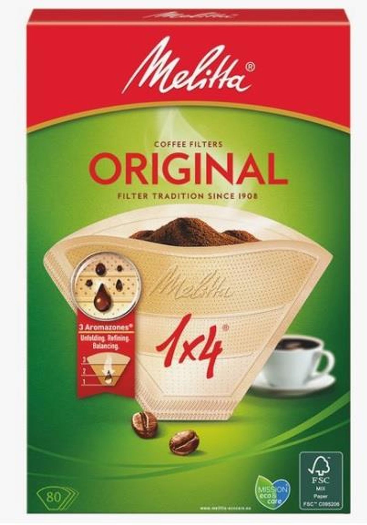 Melitta Original Kaffefilter 1x4 ubleget