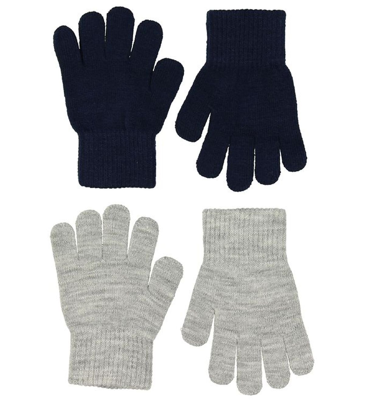 Melton Handsker - 2-pak - Strik - Gråmeleret/Navy