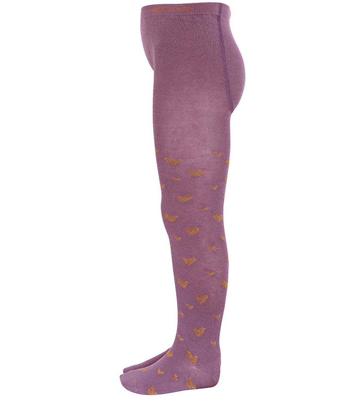 Melton Strømpebukser - Hearts Tights - Grape Shake