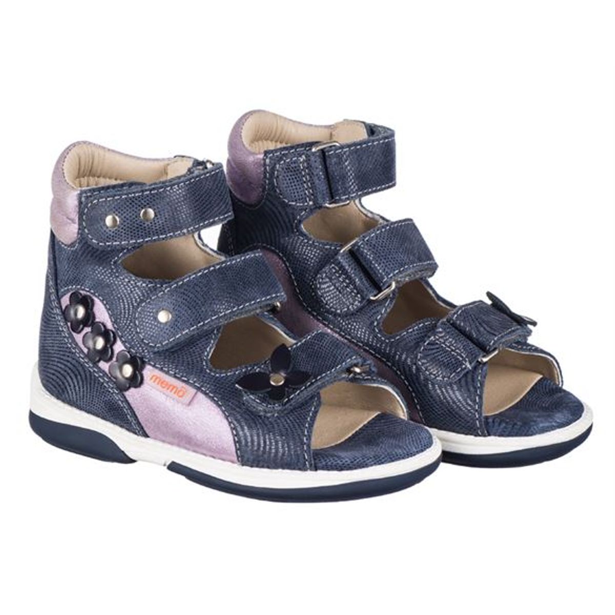 Memo Agnes, pigesandal, navy/lilla - sandaler med ekstra støtte