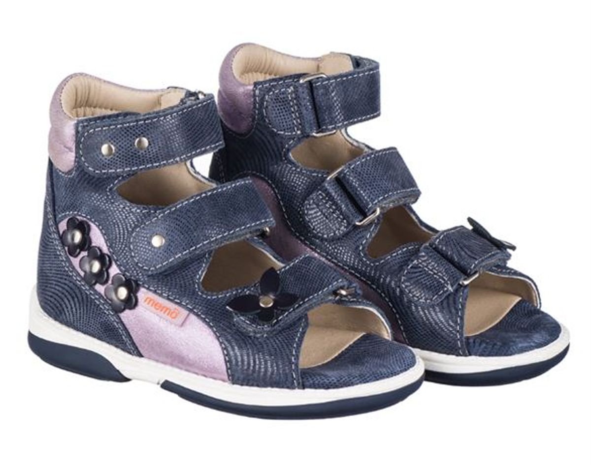 Memo Agnes, pigesandal, navy/lilla - sandaler med ekstra støtte