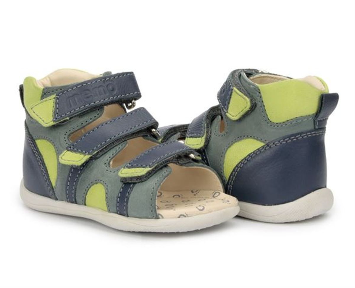 Memo Diego sandal, petrol navy/lime - drengesandal med ekstra støtte