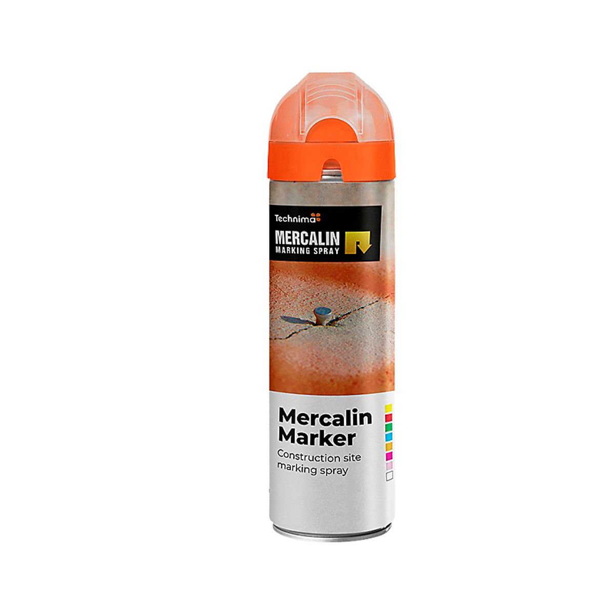 Mercalin markeringsspray 500ml FLUO orange, til asfalt, beton, græs, grus, træ, sten & is