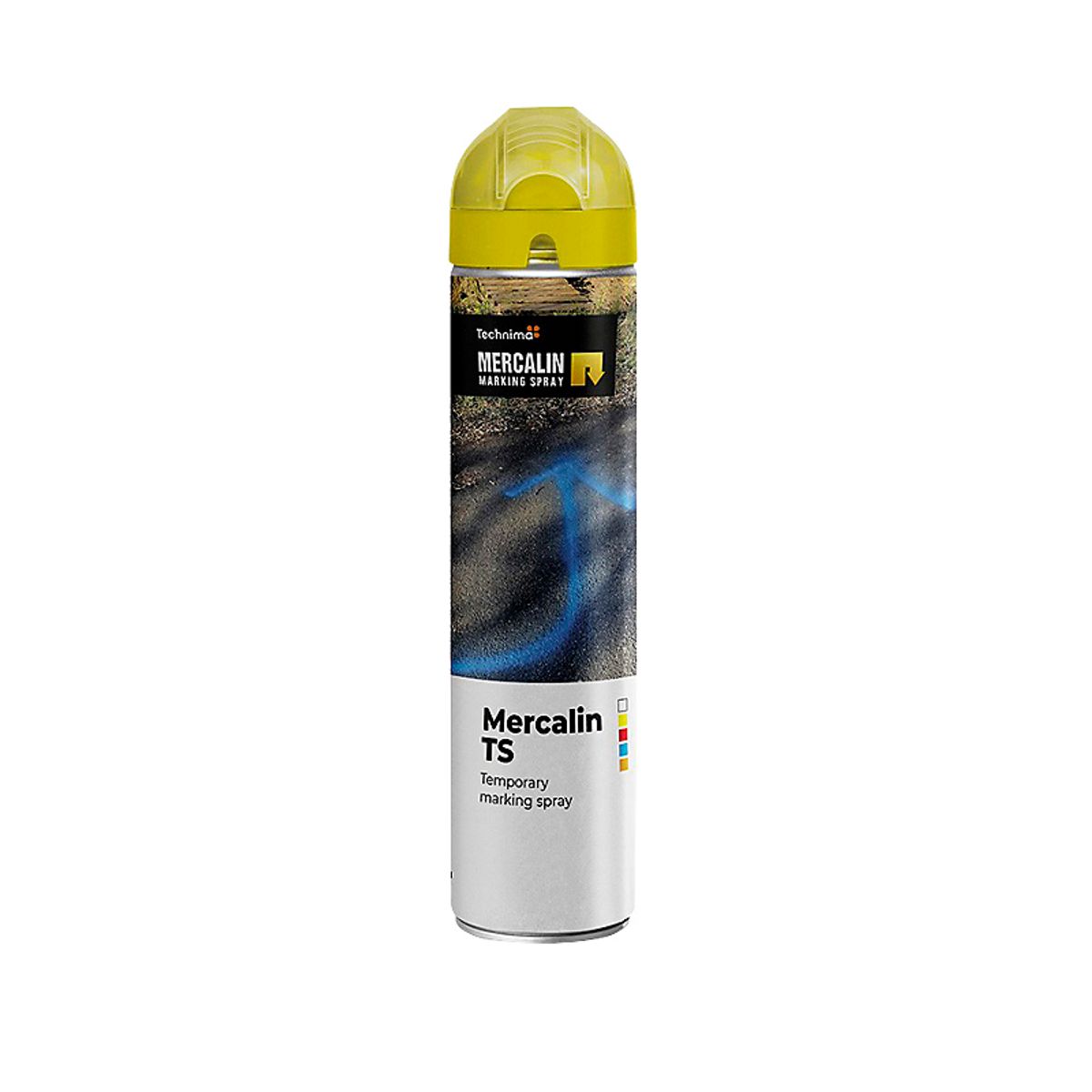 Mercalin markeringsspray 600ml TS gul, bl.a. til asfalt, beton, græs eller grus m.m.