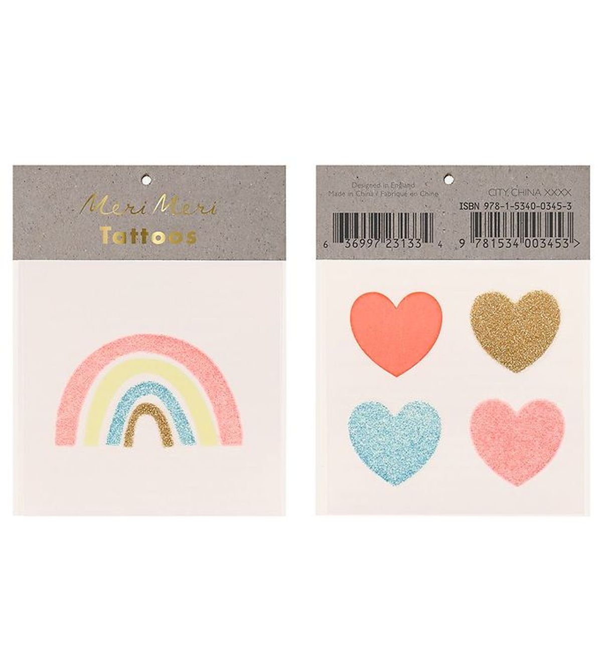 Meri Meri Tatoveringer - Small - Rainbow & Hearts