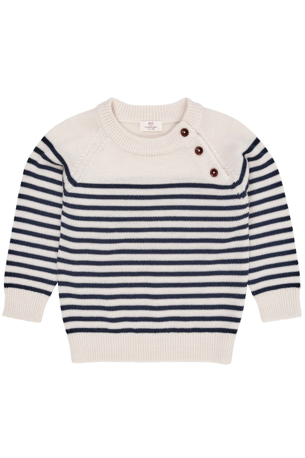 MERINO KLASSISK STRIPPET PULLOVER - CREAM/NAVY STRIPE - CREAM/NAVY STRIPE / 104