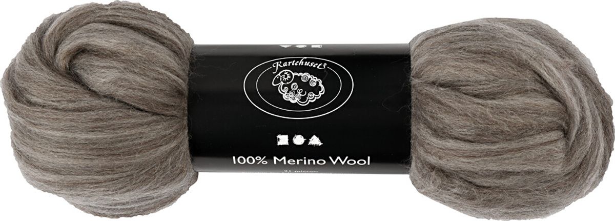 Merino Uld Garn - Tykkelse 21 My - Naturgrå - 100 G