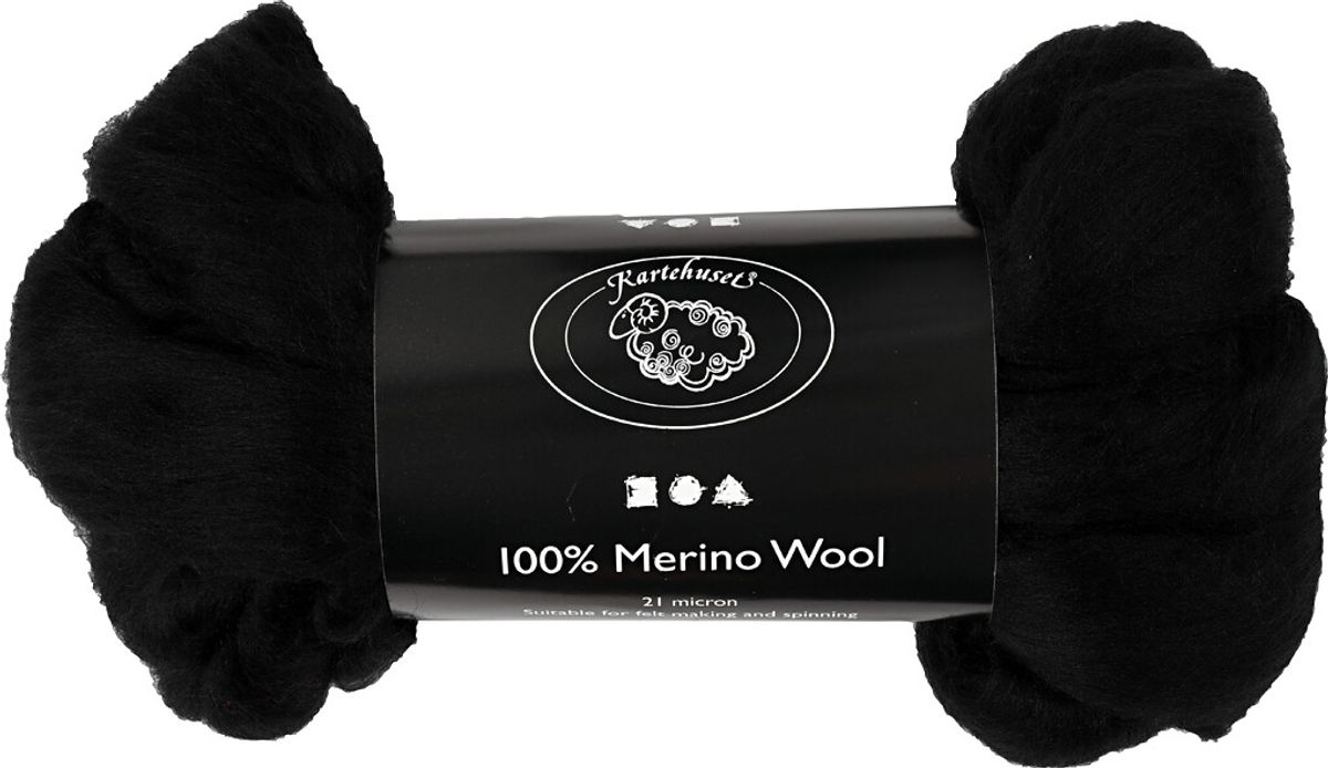 Merino Uld Garn - Tykkelse 21 My - Sort - 100 G