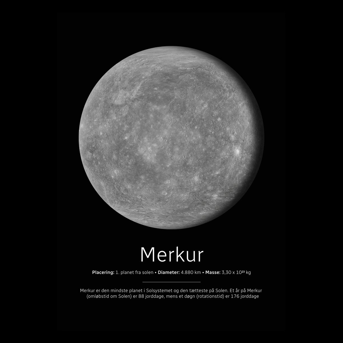 Merkur Plakat 35x50 cm (B3) / Hvid Egetræ