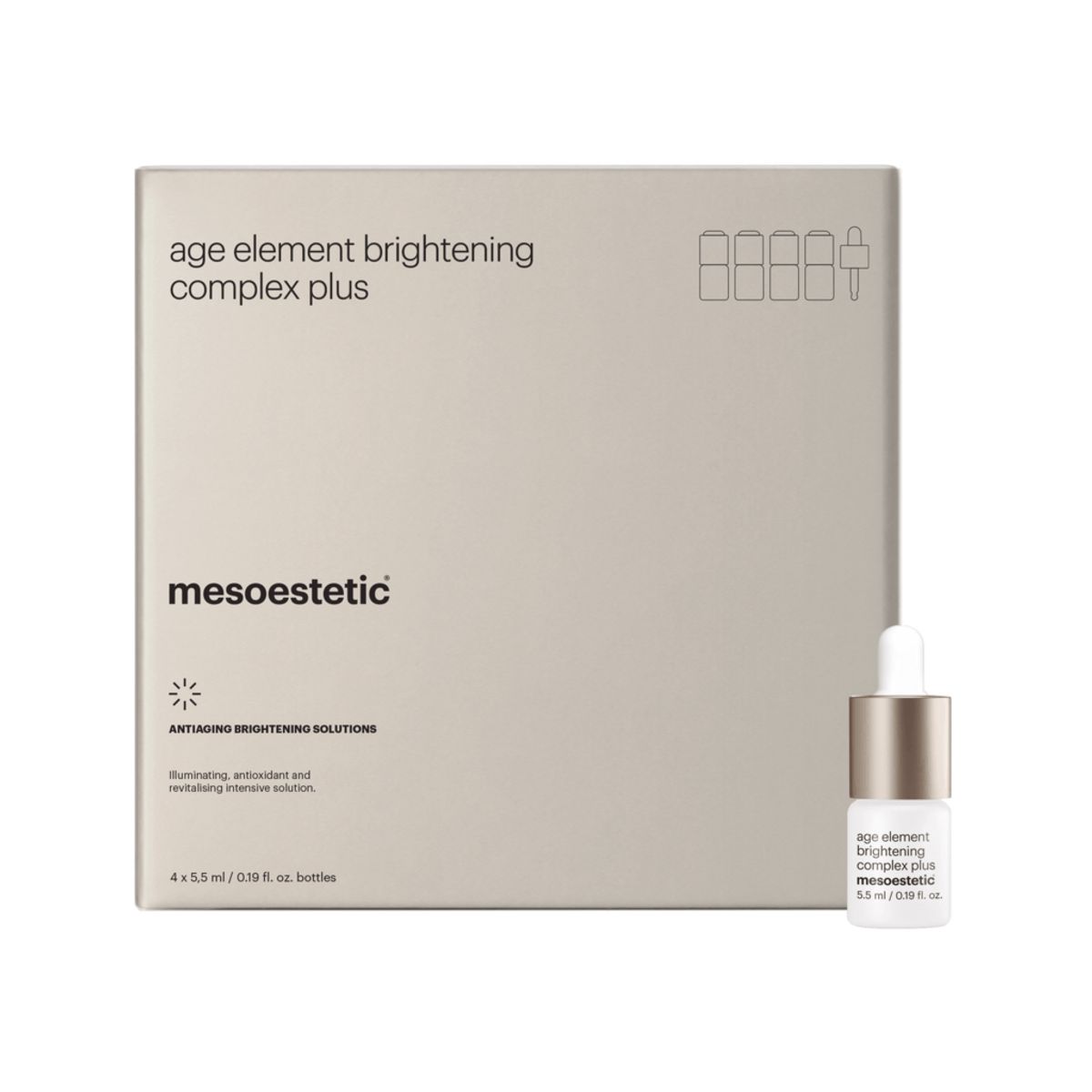 Mesoestetic Age Element Brightening Complex Plus - Blegecreme / lysnende kur effektiv mod mørke pletter på huden og pigmentforandringer - 4 x 5,5 ml.