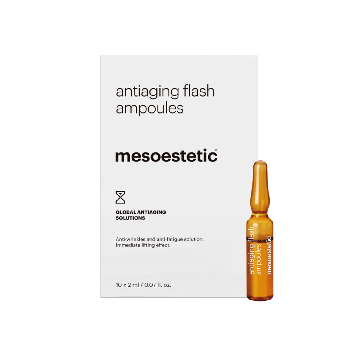 Mesoestetic Antiaging Flash Ampoules - Antiage ampuller med anti rynke og træthedseffekt - 10 x 2 ml. - Giver et ensartet og udhvilet udseende