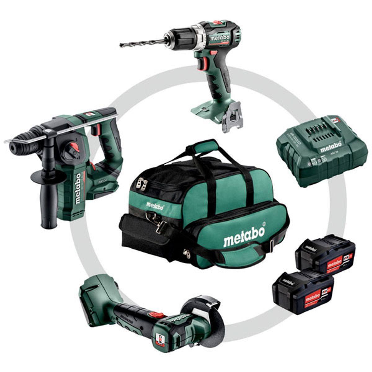 Metabo Combo SET 3.1.1 18V bore-/skruemaskine, borehammer og vinkelsliber