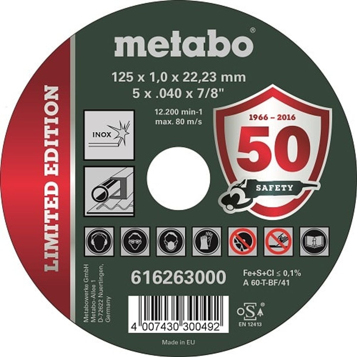 Metabo Skæreskiver INOX 125x1,0x22mm 1 stk.