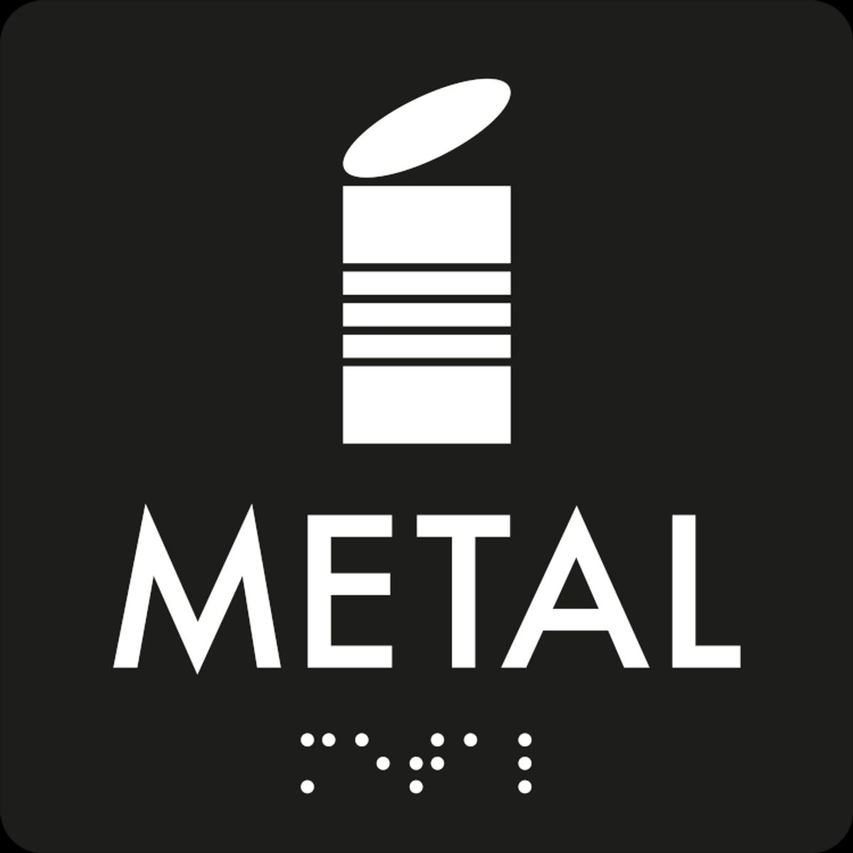 Metal Taktil affaldsskilt 3 mm akryl 80 x 80 mm