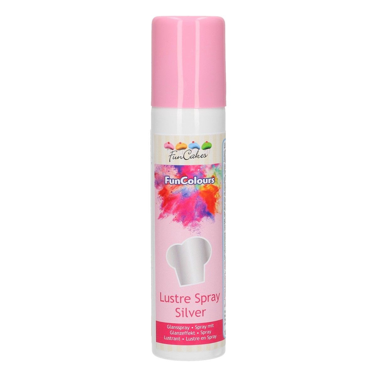 Metallisk spray sølv 100 ml - FunCakes