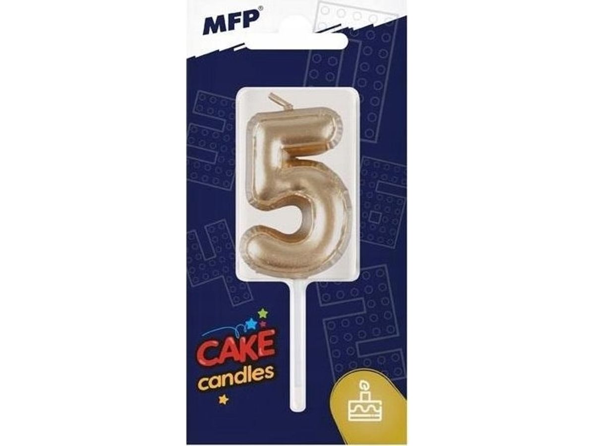 Mfp Papir Kage Lys Ballon Nr. 5 Guld 8800119