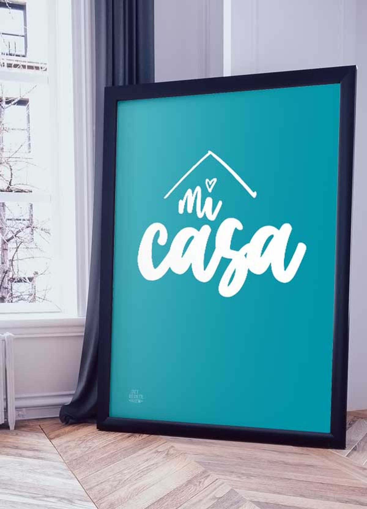 Mi casa-plakat (blå) - 50 x 70 cm - Kr. 279,-