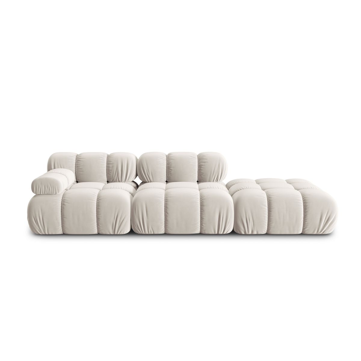 MICADONI Bellis Modul sofa, højre, 4 sæder - beige fløjl og sort plastik