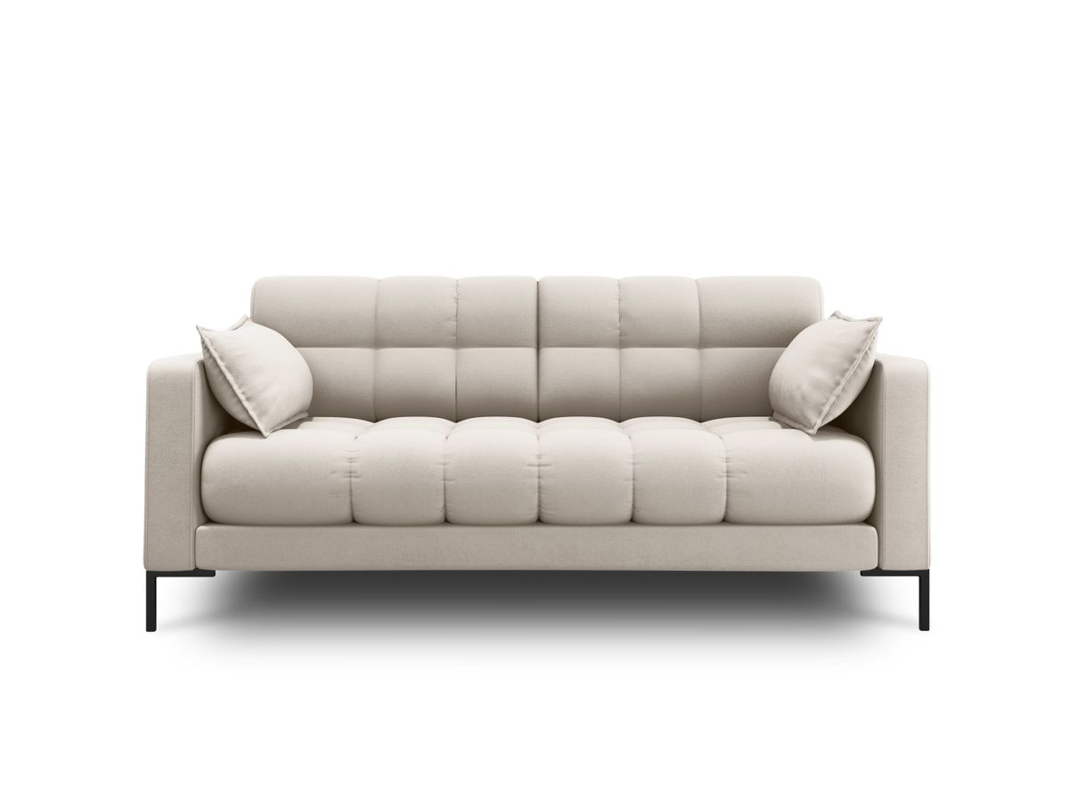 MICADONI Mamaia sofa, 2 sæder - beige stof og sort metal