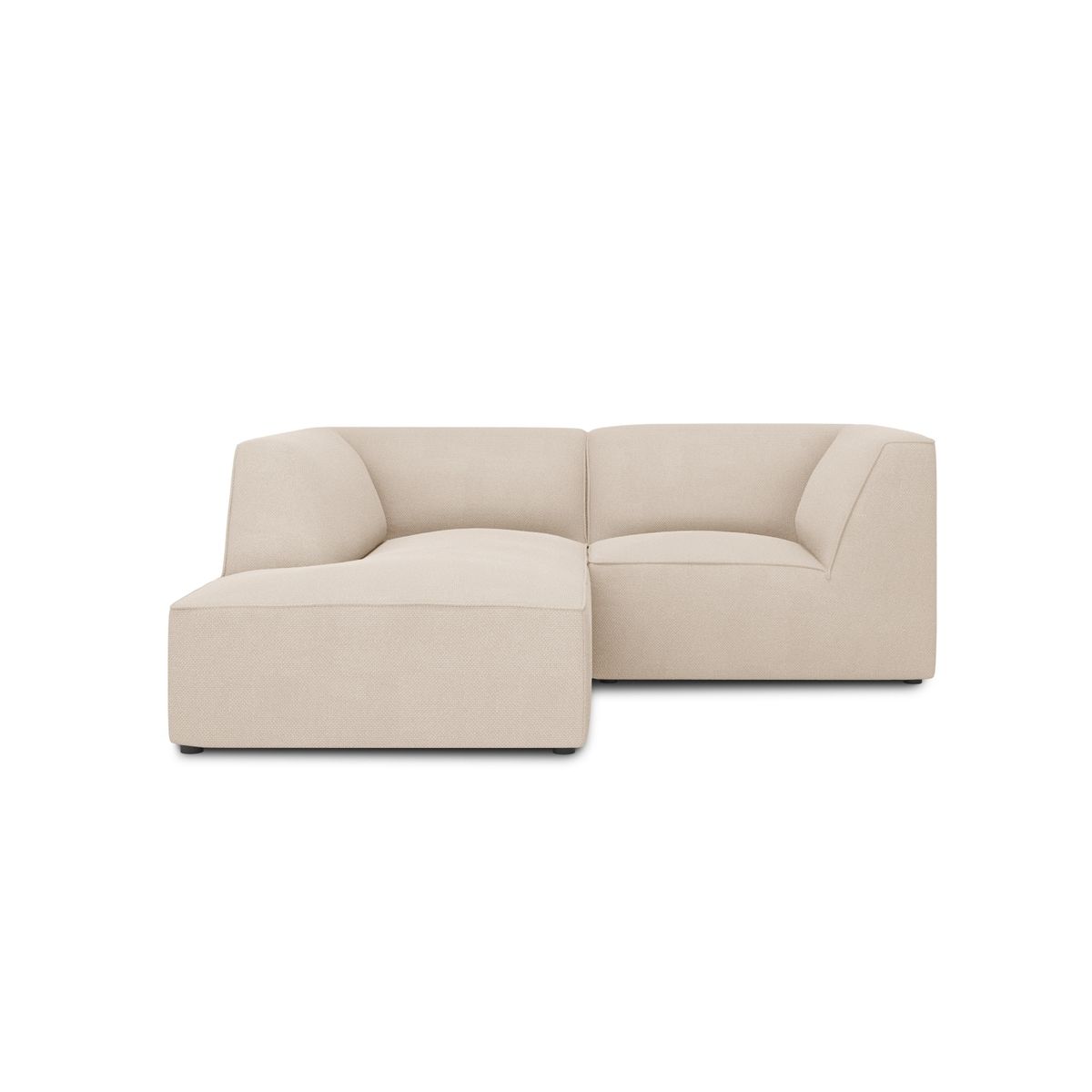 MICADONI Ruby Modul hjørnesofa, venstre, 3 sæder - beige stof og sort plast