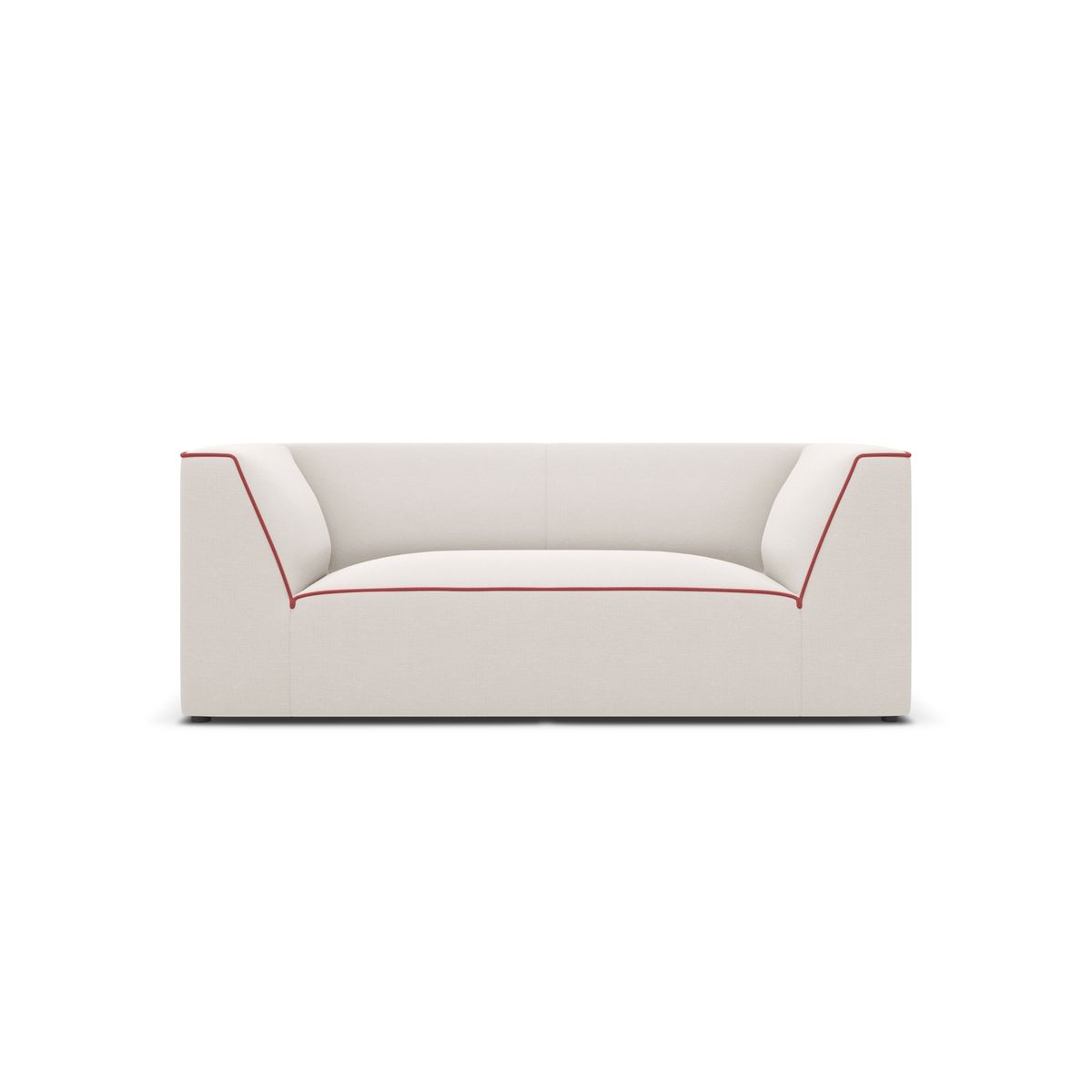 MICADONI Ruby sofa, 2 sæder - beige/rød stof og sort plast